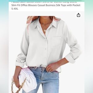 NWOT Satin Button Down Shirts for Women Long Sleeve